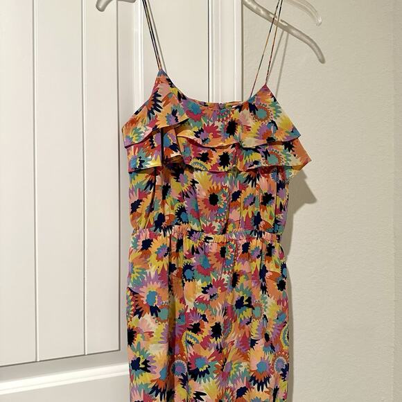 Tibi Colorful Floral Ruffles Silk Boho Romper Sz 2 Strappy Summer Vacay Festival - Picture 11 of 11